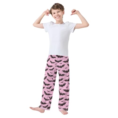ZZXXB Halloween Bats Polka Dot Boys Long Pants Soft Trousers Elastic Waist Kids Lounge Bottoms with Pockets S-XL2