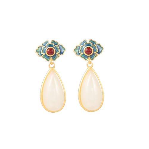 Boucles d'oreilles Jade de Hetian style ethnique chic pour femme