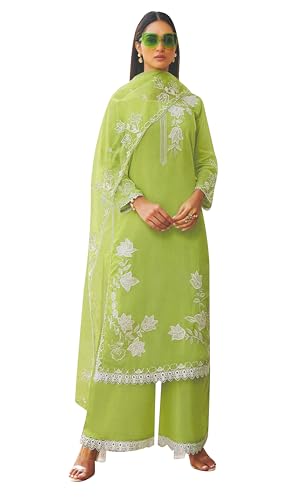 Salwar Kameez en soie Maslin pour femme ensemble pantalon Kurta brodé