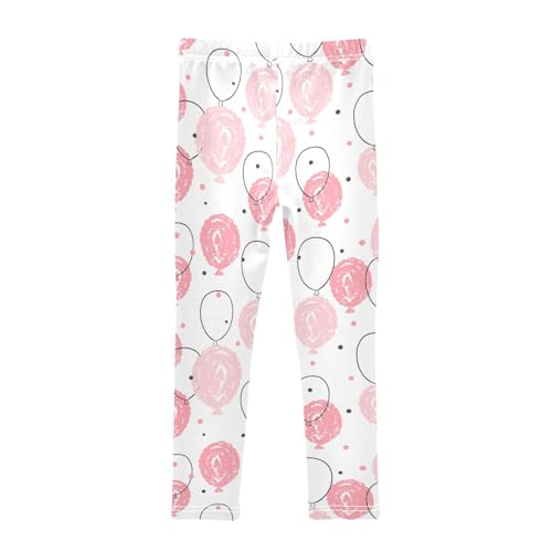 Pink Doodle Balloon Girls Leggings,Workout Leggings for Girls Toddler Athletic Leggings Size for 3-10T2