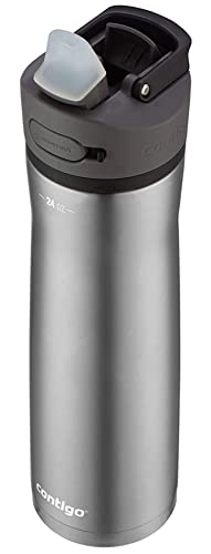 Image of Contigo Ashland Chill Stainless Steel Water Bottle with Leakproof Lid & Straw, Water Bottle with Handle Keeps Drinks Cold for 24hrs & Hot for 6hrs, Great for Travel, School, Work, & More, 24oz
