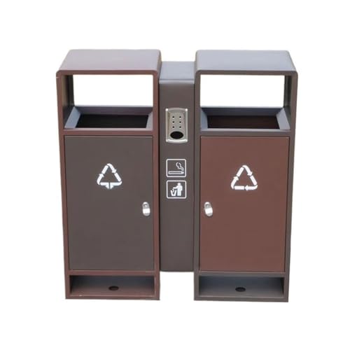 WQQYU6HKF Cubo de Basura para Exteriores Grande Contenedor de Basura Comercial Acero Inoxidable Doble Caja for Exteriores, Metal Clasificación Patio Papelera
