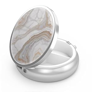 Pillendoosje 3 Compartimenten Geneeskunde Pillendoosje, Draagbare Geneeskunde Tablet Vitamine Houder Organizer voor Portemonnee Tas Reiscadeau(Grijs gemarmerd goud)