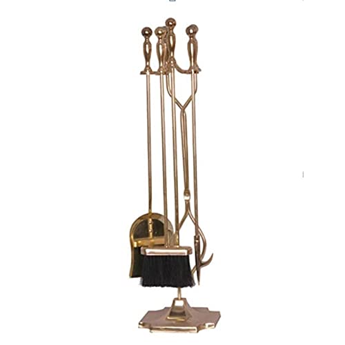 Herramientas para Chimeneas Juego de herramientas de chimenea Conjunto de herramientas de fuego de fuego de hierro forjado de 5 piezas con póquer punzón pinceladas de pincel de pincel de fuego interio