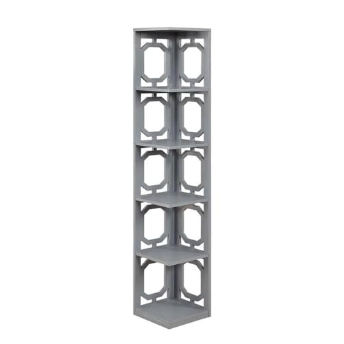 Convenience Concepts Omega 5 Tier Corner Bookcase, Gray