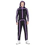 HSCTEK Light Up Stick Figure Costume Adult, Halloween Led Stick Man Costumes Youth Men Women, Glow in Dark Stickman Cosplay (Pink, Large)
