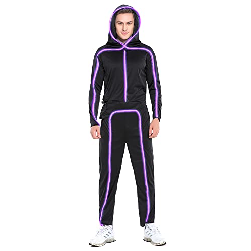 Light Up Stick Figure Costume Adult Led Man Cosplay Men Women Purple XXL