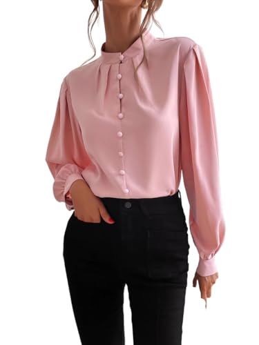 Womens Fashion Button Up Blouse Tops Long Long Sleeve Shirts