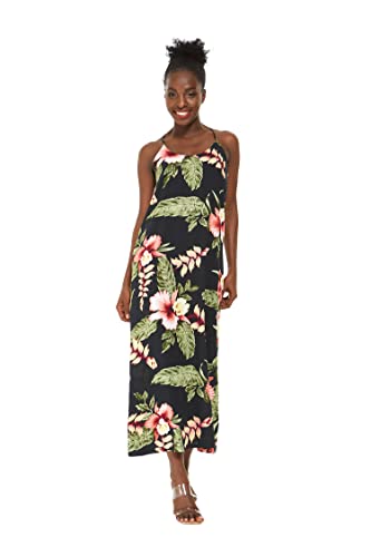 Image of Family Matching Hawaiian Clothes, Black Rafelsia | Lightweight 100% rayon • Family matching outfits • Beach vacations • Luaus • Cruises • Family photos