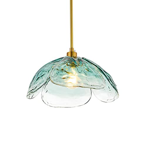 Sxtiger Glas-Pendelleuchte Moderner Blauer Deckenleuchter Lampenschirm Aus Glas E27 Schmiedeeisen Hängeleuchte Droplight 34CM Cover