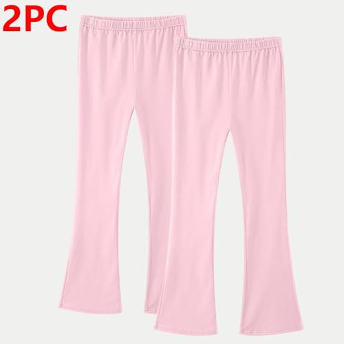 2PC Girls Flare Leggings Kids High Waist Bell Bottom Pants Casual Cotton Leggings for Teen Girls Solid Color Soft2