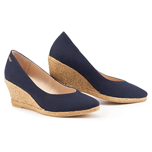 VISCATA Roses Espadrille Canvas Wedges Spain Handmade 2 ½” Heel Woman Wedge Pumps with Organic Cotton Canvas and 100% Natural Jute Midsole for All Occasions: Casual, Work, Party