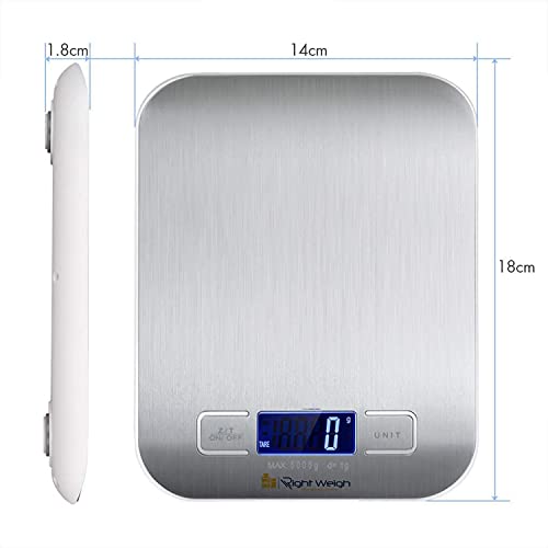 Portable Digital Food Scale, Premium Stainless Steel Food Scales Digital Weight Grams And Oz For Weight Loss, Baking And Cooking, Tare Function 11Lb (Batteries Included) #TOP4