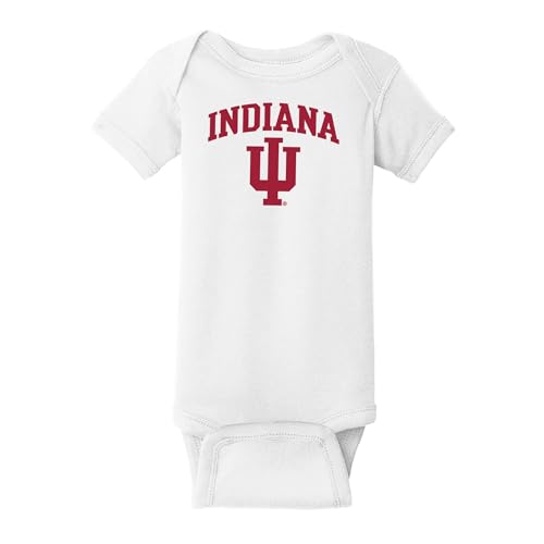 UGP Campus Apparel YC03 - Indiana Hoosiers Arch Logo Creeper Infant Creeper Bodysuit - 6 Month - White