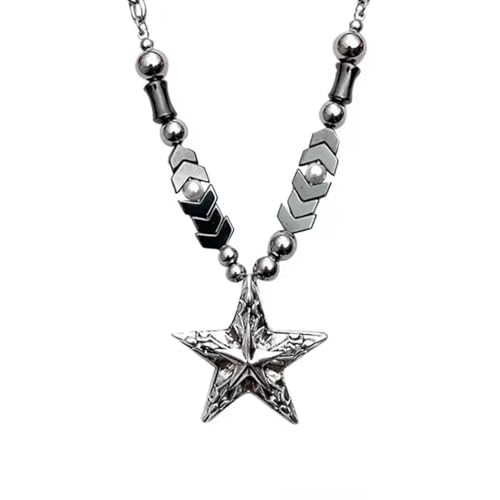 Y2k Necklace Grunge Jewelry Therian Necklace Punk Star Pendant Chain Y2k Accessories for Women Grunge Accessories
