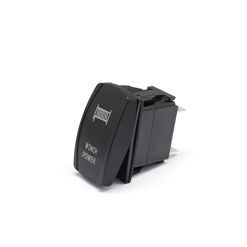 12V 24V Rocker Switch Marine Switch Car Boat Waterproof 5Pin ON-Off Truck SPST Switch Carling with Dual LED Light Bar(Winch,Green)