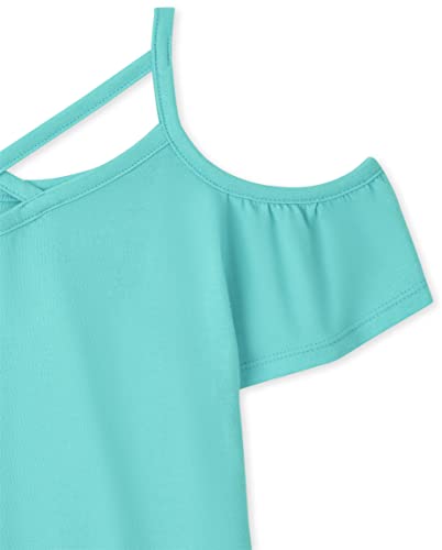 The Children's Place Girls Off Shoulder Top, Aegean Sea, Large (10/12) #TOP1