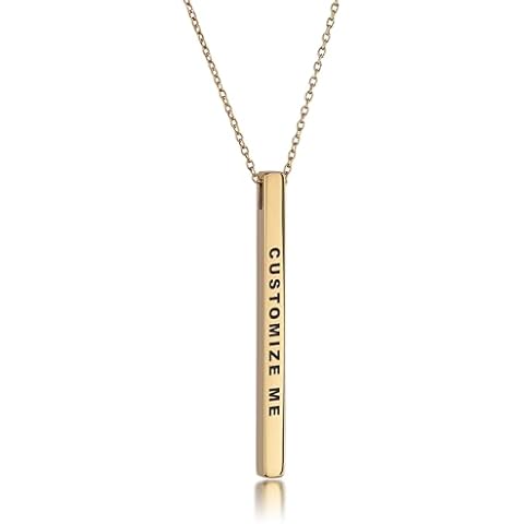 Dolceoro Custom Bar Necklace, Personalize an Inspirational Mantra Necklace, Use up to 4 Sides for Customization, Vertical Bar Pendant Jewelry, Mindful Quote Necklace Cover