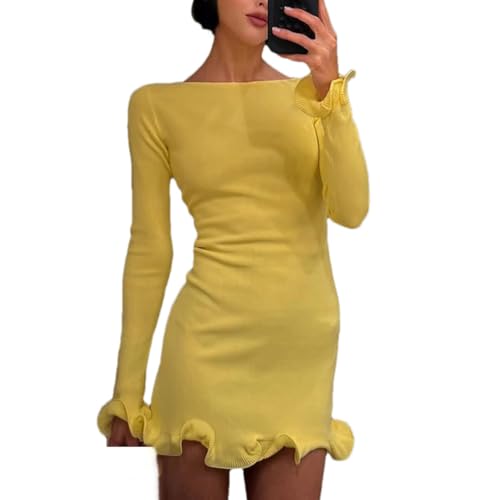 Robe tricotée pour femme avec manches longues style automne