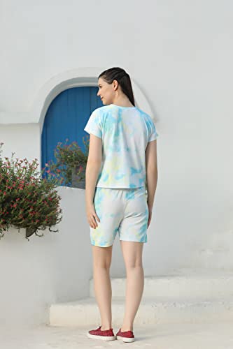 Image of DHRUVI TRENDZ Co Ord Set for Women | Outfits Tracksuit Set | Co Ord Set for Women | Travel Co Ord Set for Women |Tie Dye Printed Short | Half Sleeve