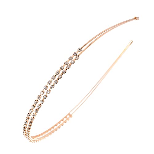 Ruihfas Silver / Rose Gold Tone Double Rows Crystal Rhinestones Fashion Headbands Wedding Party Hair Hoop Band Hairband Headwear For Women (Rose Gold) #TOP1