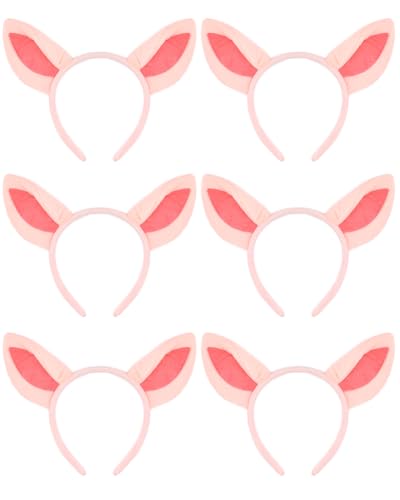 HODRME 6 PCS Pig Ears Headband-Halloween Christmas Festival Theme Party Animal Cosplay Costume Headbands