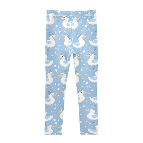 Ducks Wearing Hats Girls' Leggings Toddler Doodles Cute Kids Yoga Pants Dance Active Tights 4T2