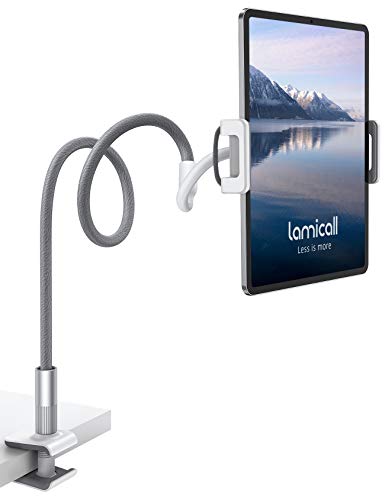Lamicall タブレットスタンド マルチアングルタブレットスタンド - グースネックスタンド 2020 iPad Pro 10.5、9.7、iPad Mini 2 3 4、iPad Air、Air 2、iPhone、Samsung Tab、Switch、その他のタブレット用 - グレー