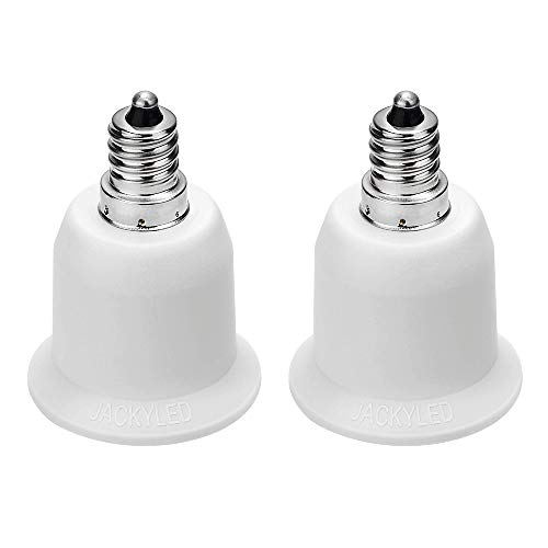 Super Big Clearance! JACKYLED E12 to E26 Adapter E12 Light Socket to Medium Base E26 E27 Converter Light Socket Adapter Chandelier Socket E12 Light Bulb Adapter Pack of 2