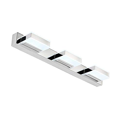 Applique miroir LED salle de bain moderne applique murale acier inoxydable blanc carré
