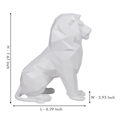 Image of Artarium Geometric Sitting Lion Decorative Showpiece for Home Decor Office Decor Animal Figurines Gifts Antique Design (Sitting Lion White 7.67 Inch)