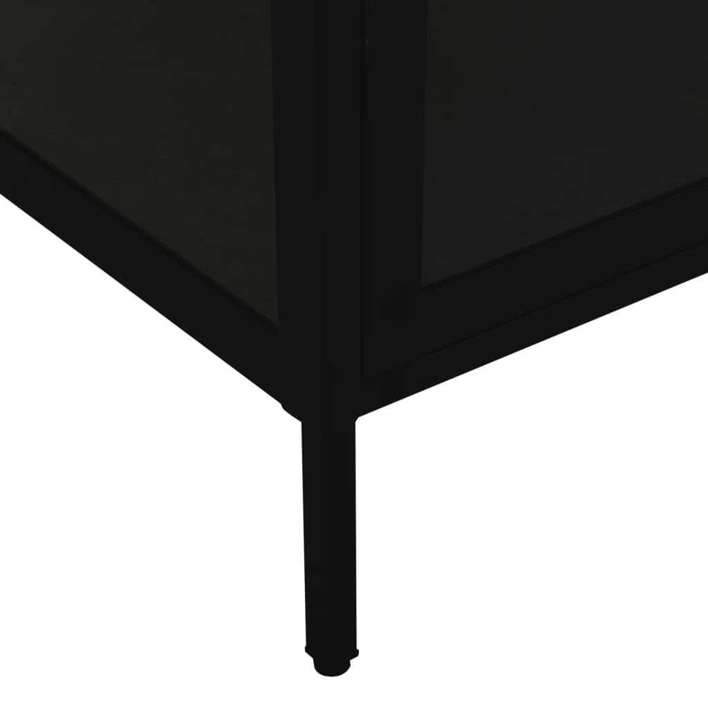Vitrina negra 90 x 40 x 180 cm de acero y vidrio templado con 4 estantes ajustables para decoración del hogar y almacenamiento
