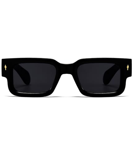 Square Thick Frame Sunglasses for Women Men Fashion Chunky Rectangle Sun Glasses Black Shades4
