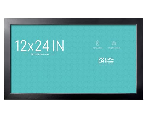 LaVie Home 12x24 Picture Frame Black Panoramic Picture Frame for Wall Decoration Classic Black Minimalist Style Suitable for Decorating Houses Offices Hotels1 Pack