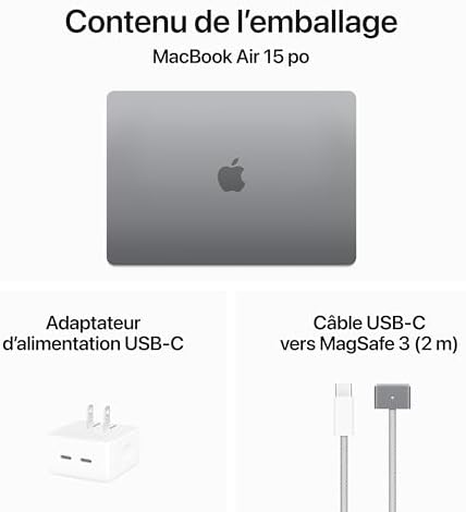 Apple 2024 MacBook Air 15-inch Laptop with M3 chip: Built for Apple Intelligence, 15.3-inch Liquid Retina Display, 8GB Unified Memory, 512GB SSD Storage; Space Grey, French — view 5