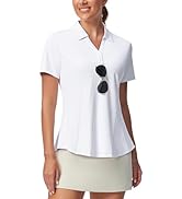 Casei Women's Golf Polo Shirt with Sunglass Loop, No-Tuck Peplum Tennis Pickleball Top, V-Neck UP...