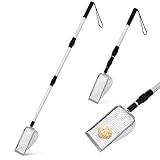 YARNOW 2 Stück Metallene Katzenstreuschaufel mit Teleskopgriff Feines Edelstahl Streusieb Langlebig...