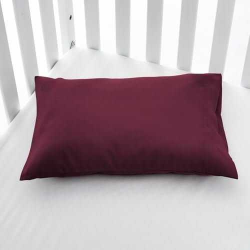 Image of EXQ Home Toddler Pillowcases 13x18 Travel Pillow Case Set of 2, Small Pillow Case Fits Baby Pillow Sized 12x16, 13x18, Kids Pillowcases 2 Pack Machine Washable with Envelope Closure(Burgundy)