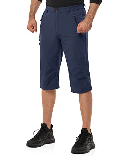 33 000ft Herren 3/4 Hose Cargo Shorts Kurze Wanderhose Stretch Leichte Radhose Sommer Capri Dreiviertel Hose Outdoor Shorts UPF 50+ mit Viele Taschen für Wandern Laufen Radfahren Navy Blau XL