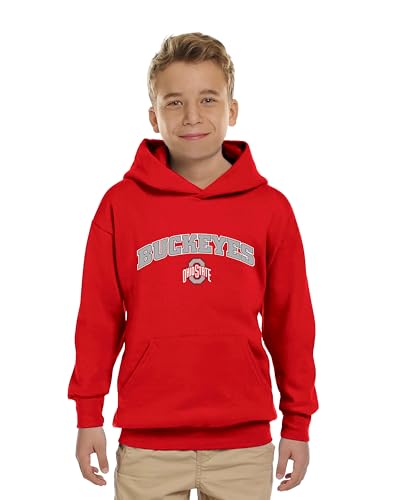 Little King NCAA Youth Boys Hoodie Sweatshirt-Arch Logo- Team Colors-Ohio State-Red-Youth Small