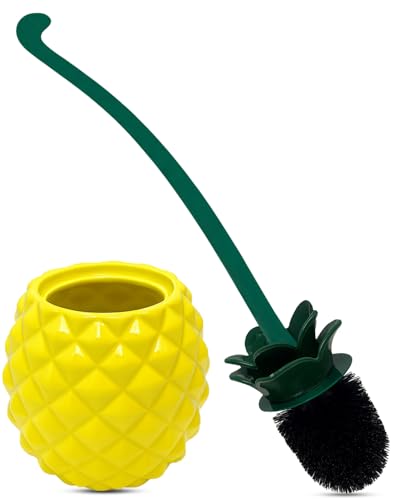 Deep & Sturdy Toilet Bowl Brush With Holder - Pineapple Bowl Brush - Durable Scrubbing - Toilet Cleaners - Household Essentials - Bathroom Cleaner - C