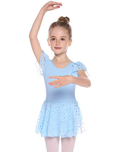 Hawiton Maillot Ballet Danza niña Tutu algodón 5-16 años,Elástico Manga Corta Gimnasia...