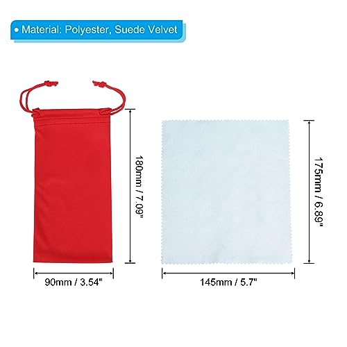 Image of PATIKIL Microfiber Glasses Bag, Sunglasses Pouch Eyeglass Bag Soft Sunglass Case with Eyeglasses Cleaning Cloth