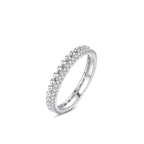 KnSam Anillo de boda de oro blanco Au 375/585/750, con moissanita, 9 K/14 K/18 K, oro blanco, talla 47-65, Oro blanco 585 de 14 quilates, Moissanita