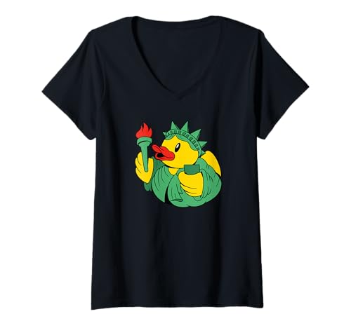 Womens Rubber Duck Statue Of Liberty - Funny V-Neck T-Shirt