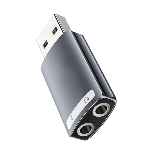 Image of INICIO USB External Sound Card Adapter with Dual TRS 3-Pole 3.5mm Headphone and Microphone USB to 3.5mm Aux Audio Converter for Windows Mac Linux PC Laptops Desktops PS5 [NOT for TV /CAR ]