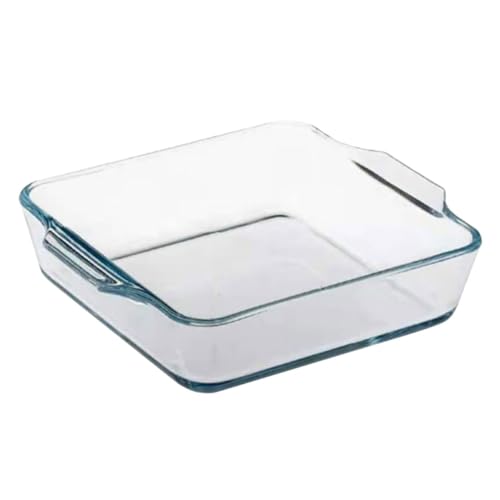 DECORNIJIA Fuente de Horno de Vidrio Resistente al Calor con Asas Dobles para Hornear y Servir para Microondas Horno y Lavavajillas para Tartas Verduras y Frutas