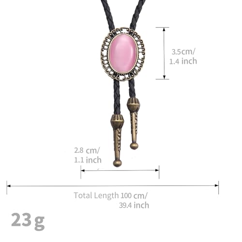 Image of AZORA Western Cowboy Bolo Tie Men Leather Necktie Leather Cord Turquoise Stone Bolo Ties for Men Women