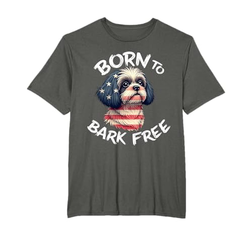 Divertido perro Shih Tzu Vintage Shih Tzu bandera estadounidense Camiseta