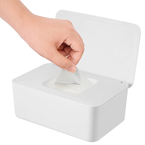 Image of Wipes Dispenser, Wipe Holder for Baby & Adult, Seposeve Refillable Wipe Container, Keeps Wipes Fresh, Far from Dirty Wipes, Easy Open/Close Wipes Pouch Case, White